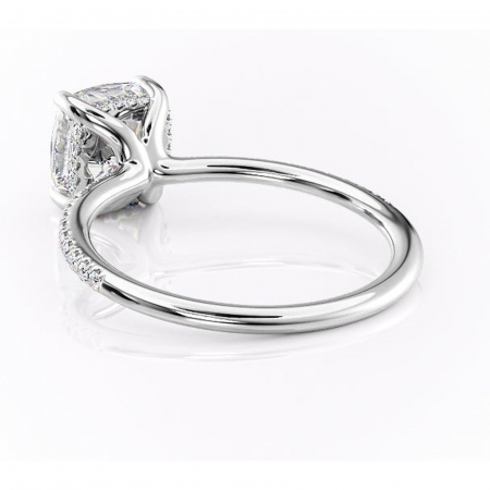 Inel de logodnă Sapphire din aur Alb 14kt cu moissanite tăietură pernă – Montură pavé rafinată pentru profil înalt | Personalizează și configurează gratuit online [3]