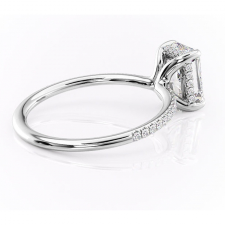 Inel de logodnă Sapphire din aur Alb 18kt cu moissanite tăietură radiantă – Montură pavé rafinată pentru profil înalt | Personalizează și configurează gratuit online [2]