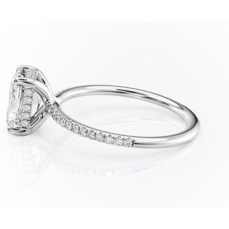 Inel de logodnă Sapphire din aur Alb 18kt cu moissanite tăietură radiantă – Montură pavé rafinată pentru profil înalt | Personalizează și configurează gratuit online [5]