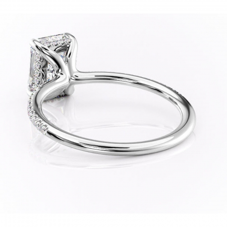 Inel de logodnă Sapphire din aur Alb 18kt cu moissanite tăietură radiantă – Montură pavé rafinată pentru profil înalt | Personalizează și configurează gratuit online [3]