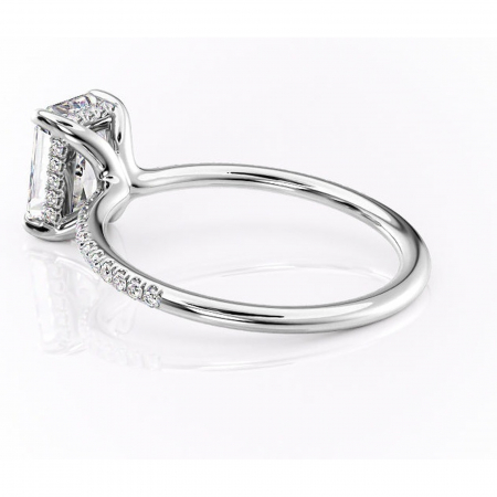 Inel de logodnă Sapphire din aur Alb 18kt cu moissanite tăietură radiantă – Montură pavé rafinată pentru profil înalt | Personalizează și configurează gratuit online [4]