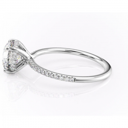 Inel de logodnă Sapphire din aur Alb 14kt cu moissanite tăietură rotundă – Montură pavé rafinată pentru profil înalt | Personalizează și configurează gratuit online [5]