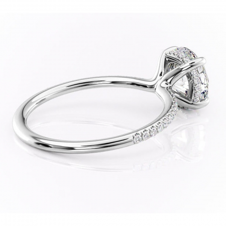 Inel de logodnă Sapphire din aur Alb 14kt cu moissanite tăietură rotundă – Montură pavé rafinată pentru profil înalt | Personalizează și configurează gratuit online [2]