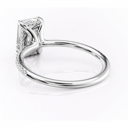 Inel de logodnă Sapphire din aur Alb 14kt cu moissanite tăietură smarald – Montură pavé rafinată pentru profil înalt | Personalizează și configurează gratuit online [3]