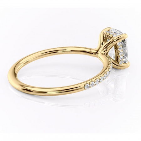 Inel de logodnă Sapphire din aur Galben 14kt cu moissanite tăietură asscher – Montură pavé rafinată pentru profil înalt | Personalizează și configurează gratuit online [2]