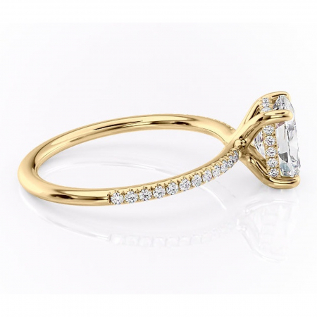 Inel de logodnă Sapphire din aur Galben 14kt cu moissanite tăietură asscher – Montură pavé rafinată pentru profil înalt | Personalizează și configurează gratuit online [1]