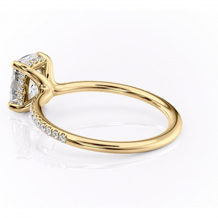 Inel de logodnă Sapphire din aur Galben 14kt cu moissanite tăietură asscher – Montură pavé rafinată pentru profil înalt | Personalizează și configurează gratuit online [4]