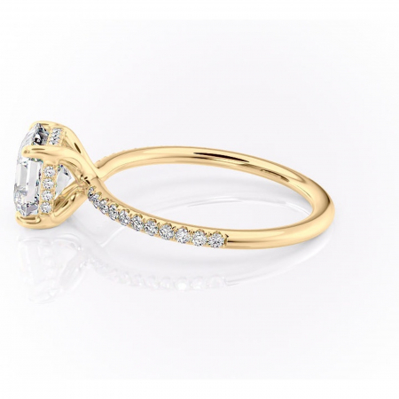 Inel de logodnă Sapphire din aur Galben 18kt cu moissanite tăietură asscher – Montură pavé rafinată pentru profil înalt | Personalizează și configurează gratuit online [5]