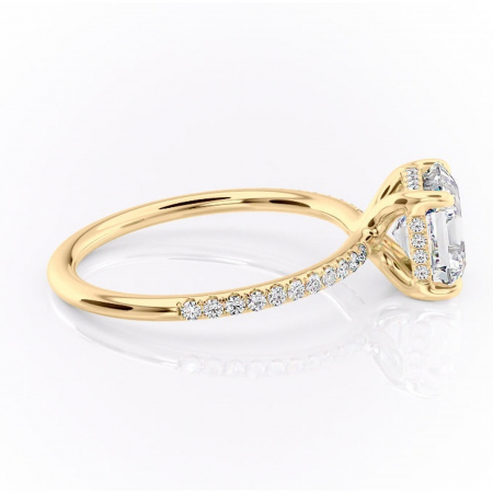 Inel de logodnă Sapphire din aur Galben 18kt cu moissanite tăietură asscher – Montură pavé rafinată pentru profil înalt | Personalizează și configurează gratuit online [1]