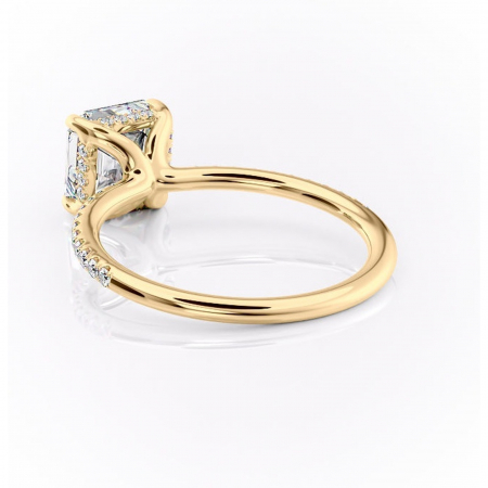 Inel de logodnă Sapphire din aur Galben 18kt cu moissanite tăietură asscher – Montură pavé rafinată pentru profil înalt | Personalizează și configurează gratuit online [3]