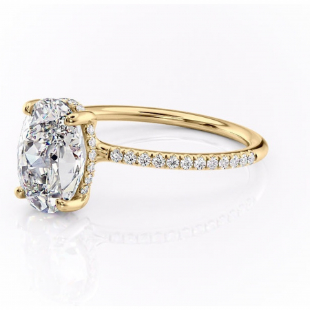 Inel de logodnă Sapphire din aur Galben 18kt cu moissanite tăietură ovală – Montură pavé rafinată pentru profil înalt | Personalizează și configurează gratuit online [6]