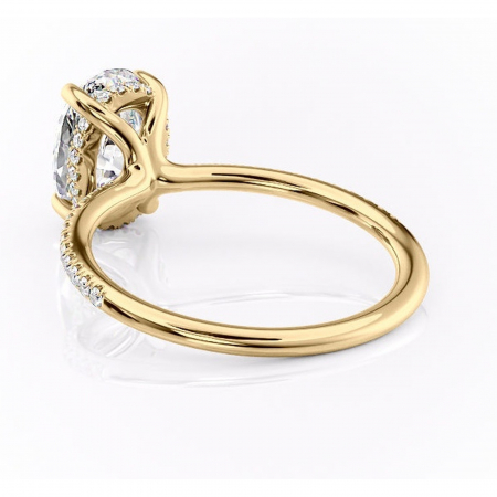 Inel de logodnă Sapphire din aur Galben 18kt cu moissanite tăietură ovală – Montură pavé rafinată pentru profil înalt | Personalizează și configurează gratuit online [3]