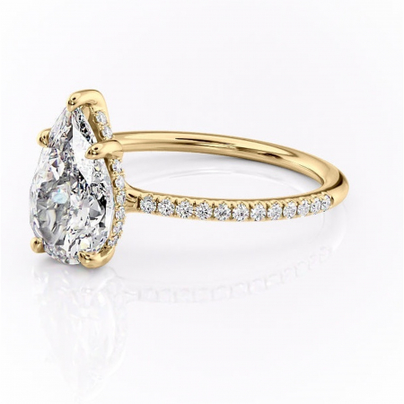 Inel de logodnă Sapphire din aur Galben 18kt cu moissanite tăietură pară – Montură pavé rafinată pentru profil înalt | Personalizează și configurează gratuit online [6]