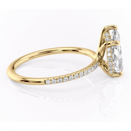 Inel de logodnă Sapphire din aur Galben 18kt cu moissanite tăietură pară – Montură pavé rafinată pentru profil înalt | Personalizează și configurează gratuit online [1]