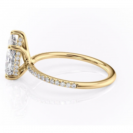 Inel de logodnă Sapphire din aur Galben 18kt cu moissanite tăietură pară – Montură pavé rafinată pentru profil înalt | Personalizează și configurează gratuit online [5]
