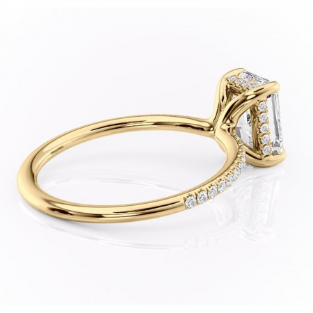 Inel de logodnă Sapphire din aur Galben 14kt cu moissanite tăietură radiantă – Montură pavé rafinată pentru profil înalt | Personalizează și configurează gratuit online [2]