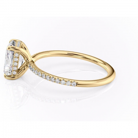 Inel de logodnă Sapphire din aur Galben 14kt cu moissanite tăietură radiantă – Montură pavé rafinată pentru profil înalt | Personalizează și configurează gratuit online [5]
