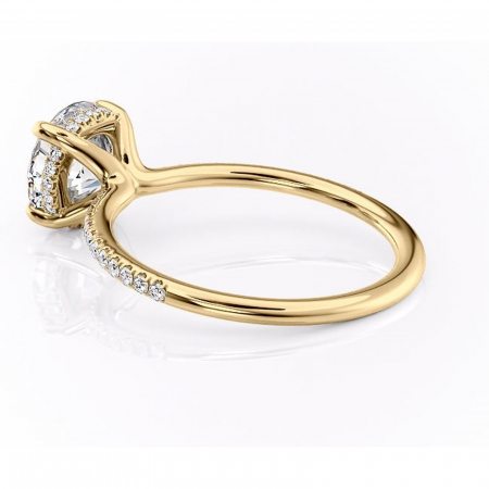 Inel de logodnă Sapphire din aur Galben 14kt cu moissanite tăietură rotundă – Montură pavé rafinată pentru profil înalt | Personalizează și configurează gratuit online [4]