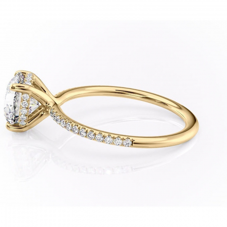 Inel de logodnă Sapphire din aur Galben 14kt cu moissanite tăietură rotundă – Montură pavé rafinată pentru profil înalt | Personalizează și configurează gratuit online [5]