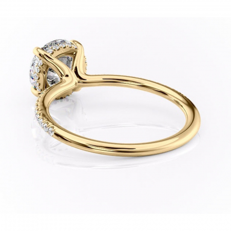 Inel de logodnă Sapphire din aur Galben 14kt cu moissanite tăietură rotundă – Montură pavé rafinată pentru profil înalt | Personalizează și configurează gratuit online [3]