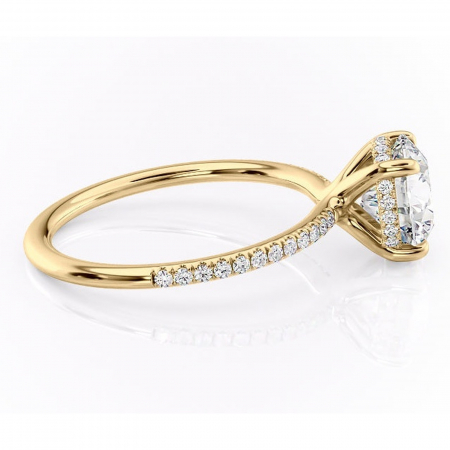 Inel de logodnă Sapphire din aur Galben 14kt cu moissanite tăietură rotundă – Montură pavé rafinată pentru profil înalt | Personalizează și configurează gratuit online [1]