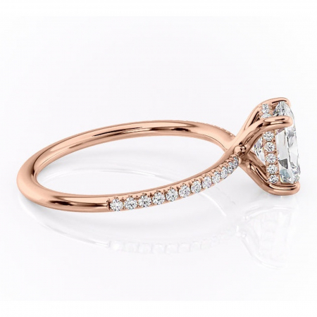 Inel de logodnă Sapphire din aur Rose 14kt cu moissanite tăietură asscher – Montură pavé rafinată pentru profil înalt | Personalizează și configurează gratuit online [1]