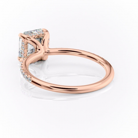 Inel de logodnă Sapphire din aur Rose 18kt cu moissanite tăietură asscher – Montură pavé rafinată pentru profil înalt | Personalizează și configurează gratuit online [3]