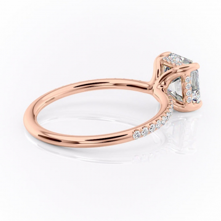 Inel de logodnă Sapphire din aur Rose 18kt cu moissanite tăietură asscher – Montură pavé rafinată pentru profil înalt | Personalizează și configurează gratuit online [2]