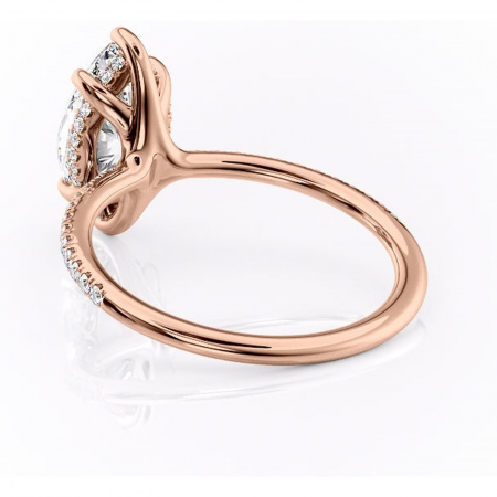 Inel de logodnă Sapphire din aur Rose 14kt cu moissanite tăietură marquise – Montură pavé rafinată pentru profil înalt | Personalizează și configurează gratuit online [3]