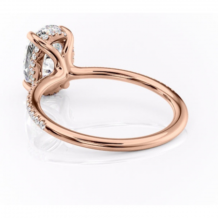 Inel de logodnă Sapphire din aur Rose 18kt cu moissanite tăietură ovală – Montură pavé rafinată pentru profil înalt | Personalizează și configurează gratuit online [3]
