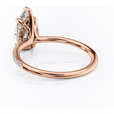 Inel de logodnă Sapphire din aur Rose 14kt cu moissanite tăietură pară – Montură pavé rafinată pentru profil înalt | Personalizează și configurează gratuit online [3]