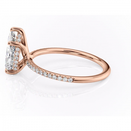 Inel de logodnă Sapphire din aur Rose 14kt cu moissanite tăietură pară – Montură pavé rafinată pentru profil înalt | Personalizează și configurează gratuit online [5]