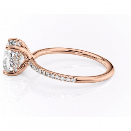 Inel de logodnă Sapphire din aur Rose 18kt cu moissanite tăietură pernă – Montură pavé rafinată pentru profil înalt | Personalizează și configurează gratuit online [5]