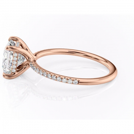 Inel de logodnă Sapphire din aur Rose 18kt cu moissanite tăietură princess – Montură pavé rafinată pentru profil înalt | Personalizează și configurează gratuit online [5]