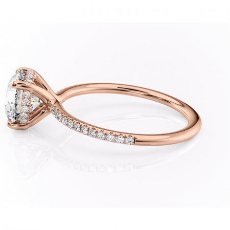 Inel de logodnă Sapphire din aur Rose 14kt cu moissanite tăietură rotundă – Montură pavé rafinată pentru profil înalt | Personalizează și configurează gratuit online [5]