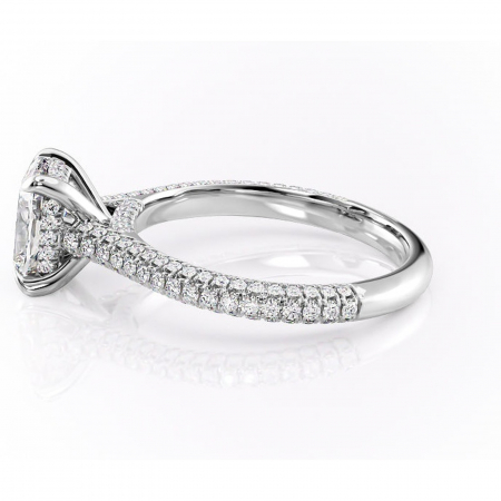 Inel de logodnă Seraphina din aur Alb 14kt cu moissanite tăietură asscher – Montură pavé rafinată pentru profil înalt | Personalizează și configurează gratuit online [5]