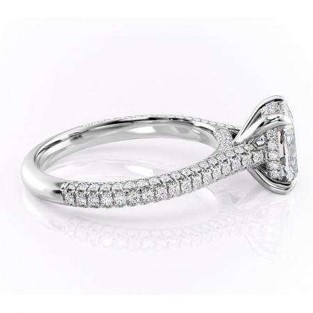 Inel de logodnă Seraphina din aur Alb 14kt cu moissanite tăietură asscher – Montură pavé rafinată pentru profil înalt | Personalizează și configurează gratuit online [1]