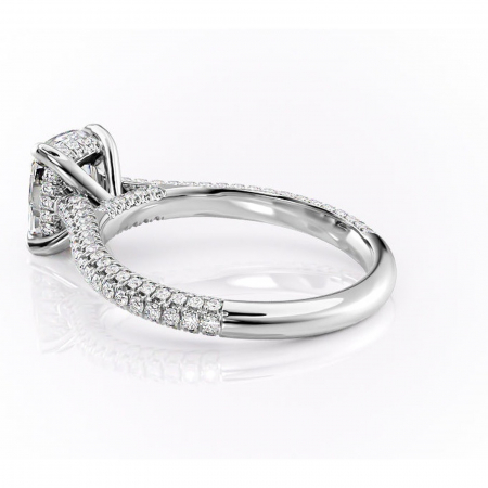 Inel de logodnă Seraphina din aur Alb 14kt cu moissanite tăietură asscher – Montură pavé rafinată pentru profil înalt | Personalizează și configurează gratuit online [4]