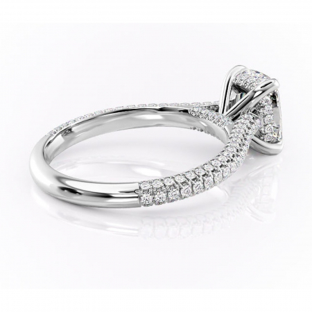 Inel de logodnă Seraphina din aur Alb 14kt cu moissanite tăietură asscher – Montură pavé rafinată pentru profil înalt | Personalizează și configurează gratuit online [2]