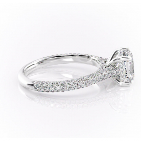 Inel de logodnă Seraphina din aur Alb 14kt cu moissanite tăietură asscher – Montură pavé rafinată pentru profil înalt | Personalizează și configurează gratuit online [1]