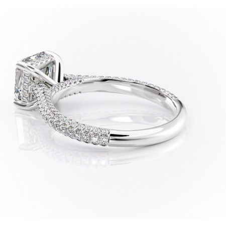 Inel de logodnă Seraphina din aur Alb 14kt cu moissanite tăietură asscher – Montură pavé rafinată pentru profil înalt | Personalizează și configurează gratuit online [4]