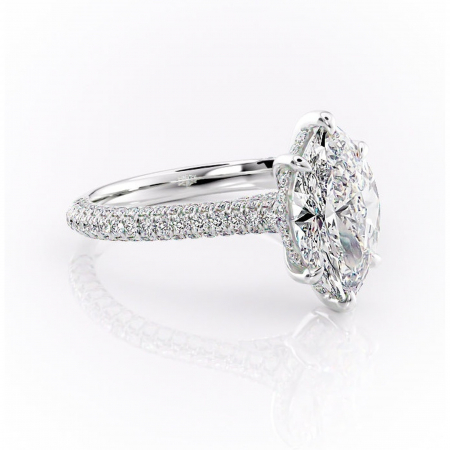 Marquise - Inel de logodnă Seraphina din aur Alb 14kt cu moissanite tăietură marquise – Montură pavé rafinată pentru profil înalt | Personalizează și configurează gratuit online