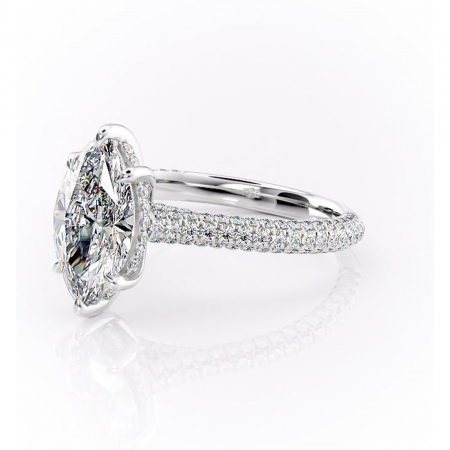 Inel de logodnă Seraphina din aur Alb 14kt cu moissanite tăietură marquise – Montură pavé rafinată pentru profil înalt | Personalizează și configurează gratuit online [6]