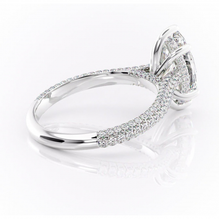 Inel de logodnă Seraphina din aur Alb 14kt cu moissanite tăietură marquise – Montură pavé rafinată pentru profil înalt | Personalizează și configurează gratuit online [2]