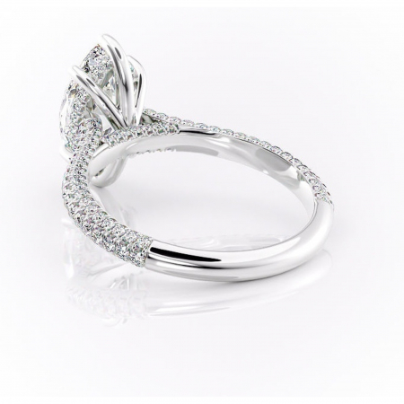 Inel de logodnă Seraphina din aur Alb 14kt cu moissanite tăietură marquise – Montură pavé rafinată pentru profil înalt | Personalizează și configurează gratuit online [3]