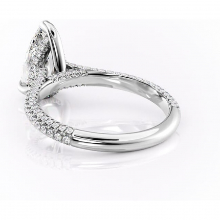 Inel de logodnă Seraphina din aur Alb 14kt cu moissanite tăietură pară – Montură pavé rafinată pentru profil înalt | Personalizează și configurează gratuit online [3]