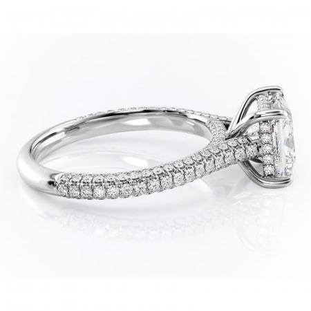 Inel de logodnă Seraphina din aur Alb 14kt cu moissanite tăietură princess – Montură pavé rafinată pentru profil înalt | Personalizează și configurează gratuit online [1]