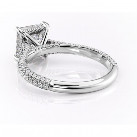 Inel de logodnă Seraphina din aur Alb 14kt cu moissanite tăietură princess – Montură pavé rafinată pentru profil înalt | Personalizează și configurează gratuit online [3]