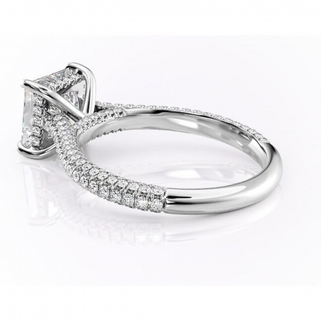 Inel de logodnă Seraphina din aur Alb 14kt cu moissanite tăietură princess – Montură pavé rafinată pentru profil înalt | Personalizează și configurează gratuit online [4]