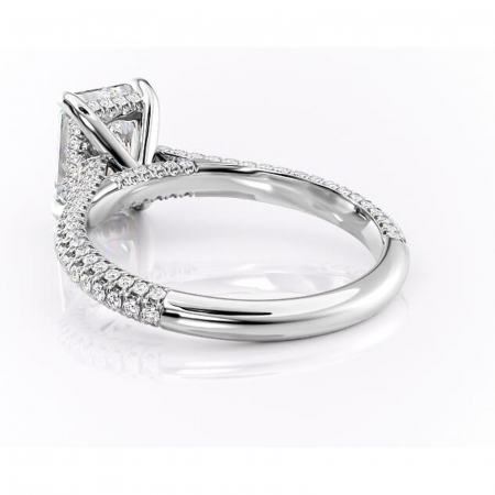 Inel de logodnă Seraphina din aur Alb 14kt cu moissanite tăietură radiantă – Montură pavé rafinată pentru profil înalt | Personalizează și configurează gratuit online [3]